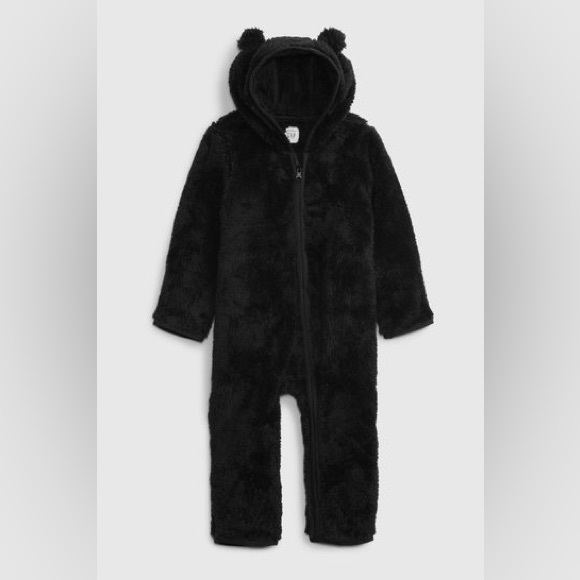 NWT BABYGAP Footless Sherpa One-Piece In Black Size 0-3 Months Unisex